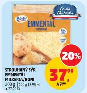 STROUHANÝ SÝR EMMENTÁL MILKERIA/BONI, 200 g  