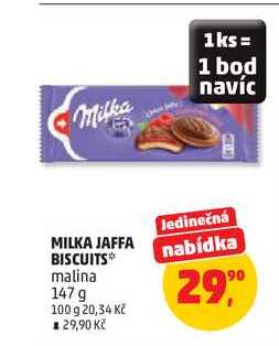 MILKA JAFFA BISCUITS malina, 147 g 