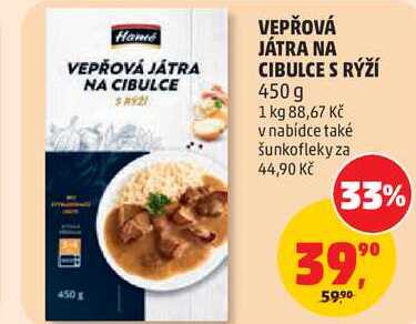 VEPŘOVÁ JÁTRA NA CIBULCE S RÝŽÍ, 450 g