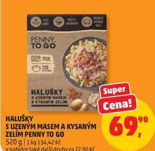 HALUŠKY S UZENÝM MASEM A KYSANÝM ZELÍM PENNY TO GO, 520 g  