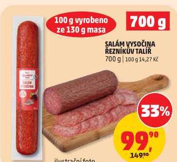 SALÁM VYSOČINA ŘEZNÍKŮV TALÍŘ, 700 g 