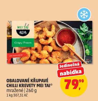 OBALOVANÉ KŘUPAVÉ CHILLI KREVETY MEI TAI mražené, 260 g