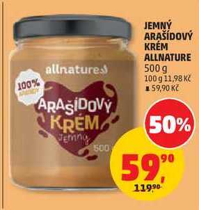 JEMNÝ ARAŠÍDOVÝ KRÉM ALLNATURE, 500 g