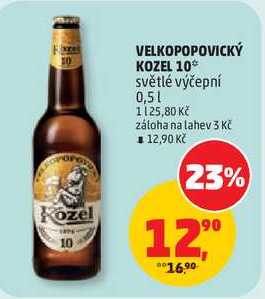 VELKOPOPOVICKÝ KOZEL 10° světlé výčepní, 0,5 l