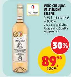 VINO CIBULKA VELTLÍNSKÉ ZELENÉ, 0,75 l