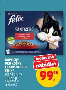 KAPSIČKY PRO KOČKY FANTASTIC DUO FELIX různé druhy, 12x 85 g