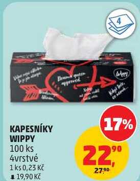 KAPESNÍKY WIPPY, 100 ks, 4vrstvé 