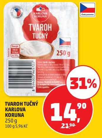 TVAROH TUČNÝ KARLOVA KORUNA, 250 g