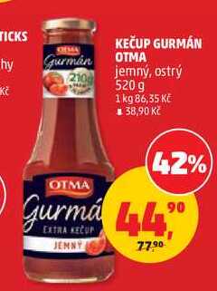 KEČUP GURMÁN OTMA jemný, ostrý, 520 g