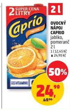 OVOCNÝ NÁPOJ CAPRIO jablko, pomeranč, 2 l