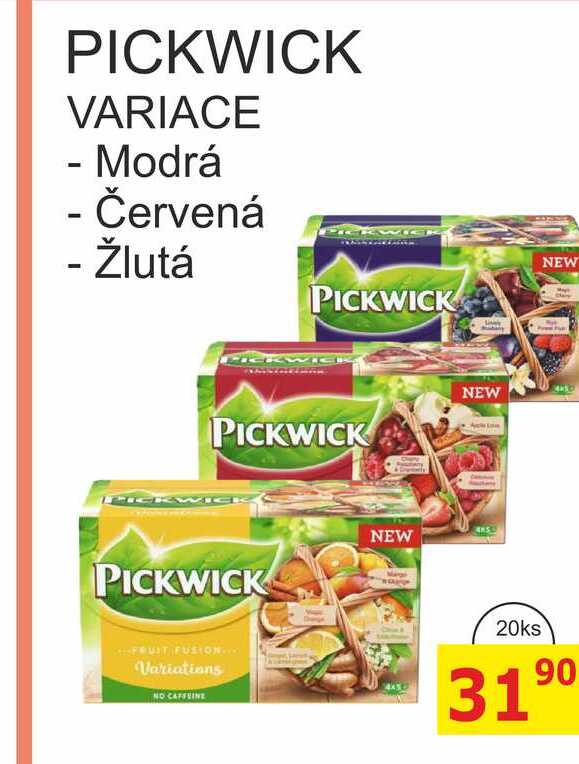 PICKWICK VARIACE - Modrá, Červená, Žlutá 20ks