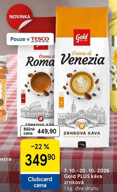 Gold PLUS káva zrnková, 1 kg 