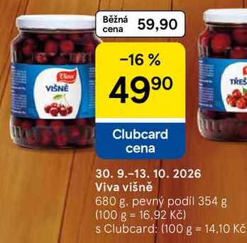 Viva višně, 680 g. pevný podíl 354 g 