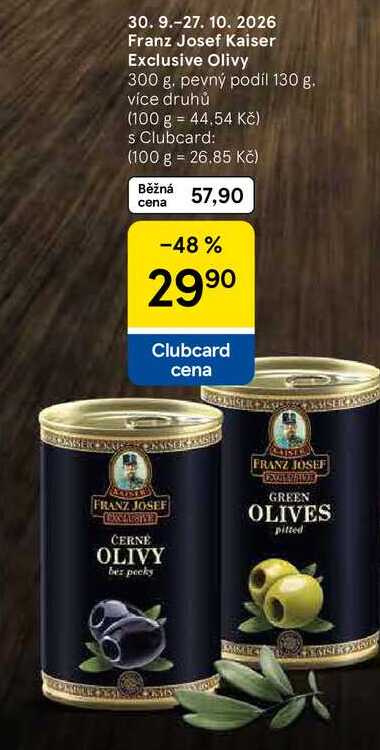 Franz Josef Kaiser Exclusive Olivy, 300 g. pevný podíl 130 g