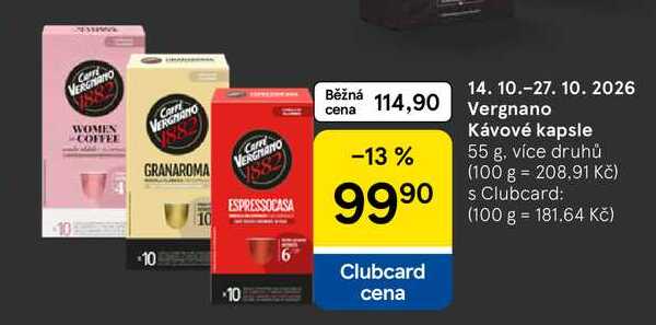 Vergnano Kávové kapsle, 55 g, více druhů 