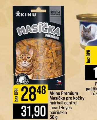 Akinu Premium Masíčka pro kočky hairball control heart&eyes hair&skin 50 g