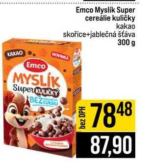 Emco Myslík Super cereálie kuličky kakao skořice+jablečná šťáva 300 g 
