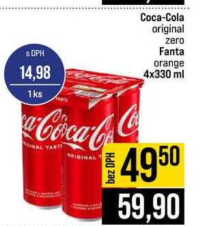 Coca-Cola original zero Fanta orange 4x330 ml