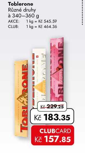 Toblerone Různé druhy à 340-360 g 