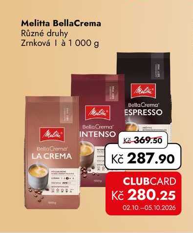 Melitta BellaCrema Různé druhy Zrnková 1000 g