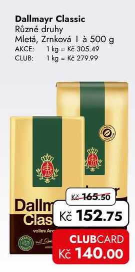 Dallmayr Classic Různé druhy Mletá, Zrnková 500 g