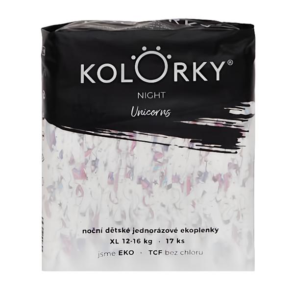 Kolorky Night noční jednorázové eko plenky jednorožci XL (12-16 kg)