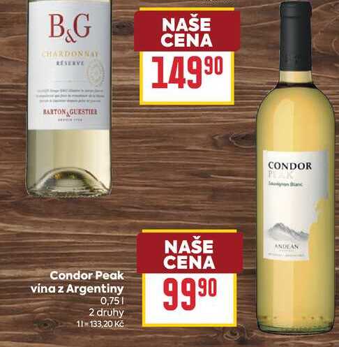 Condor Peak vína z Argentiny 0,75l
