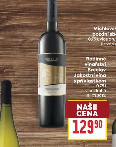 Rodinné vinařství Břeclav Jakostní vína s přívlastkem 0,75l