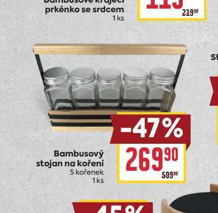 Bambusový stojan na koření 5 kořenek