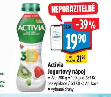 Activia jogurtový nápoj, různé příchutě 270-280 g