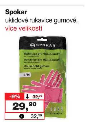 Spokar uklidové rukavice gumové, více velikostí