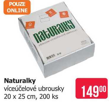 Naturalky víceúčelové ubrousky 20 x 25 cm, 200 ks