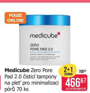 Medicube Zero Pore Pad 2.0 čisticí tampony na pleť pro minimalizaci pórů 70ks
