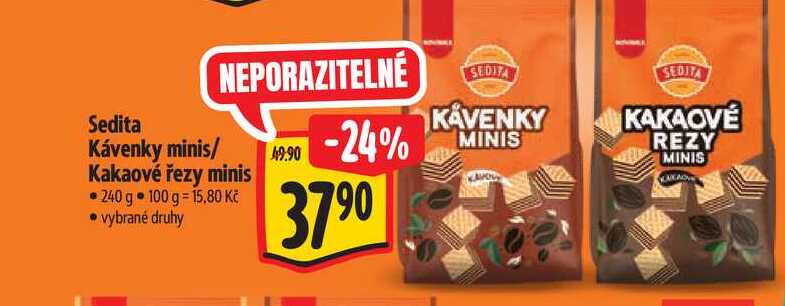 Sedita Kávenky minis/ Kakaové řezy minis 240 g