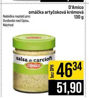 D'Amico omáčka artyčoková krémová 130 g 
