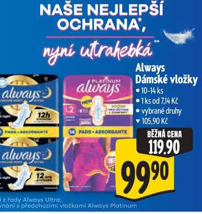 Always Dámské vložky 10-14 ks