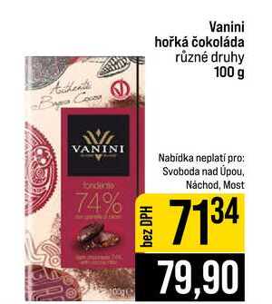 Vanini hořká čokoláda různé druhy 100 g