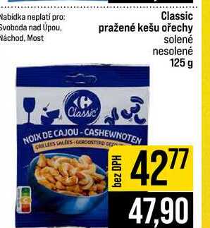 Classic pražené kešu ořechy solené nesolené 125 g 