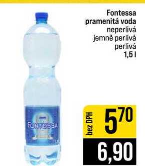 Fontessa pramenitá voda neperlivá jemně perlivá perlivá 1,5l