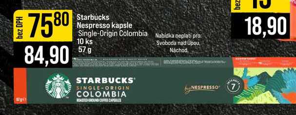 Starbucks Nespresso kapsle Single-Origin Colombia 10 ks 57 g