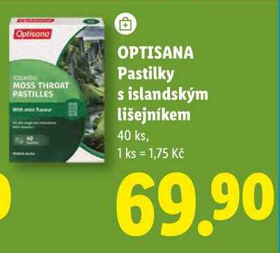 OPTISANA Pastilky s islandským lišejníkem, 40 ks