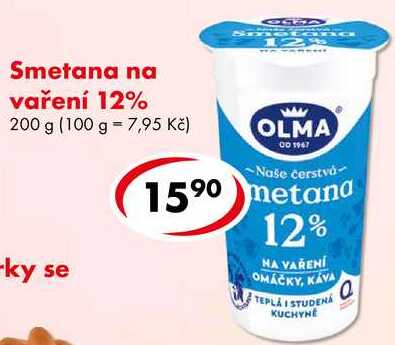 Smetana na vaření 12%, 200 g 