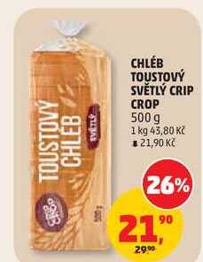 CHLÉB TOUSTOVÝ SVĚTLÝ CRIP CROP, 500 g