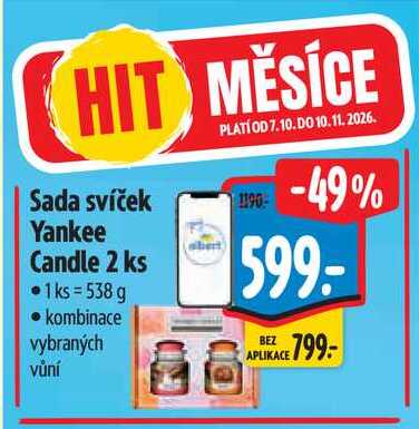 Sada svíček Yankee Candle, 2 ks