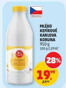 MLÉKO KEFÍROVÉ KARLOVA KORUNA, 950 g