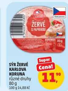 SÝR ŽERVÉ KARLOVA KORUNA různé druhy, 80 g