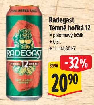 Radegast Temně hořká 12, 0,5 l 