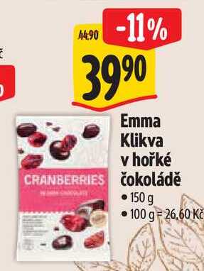 Emma Klikva v hořké čokoládě, 150 g 