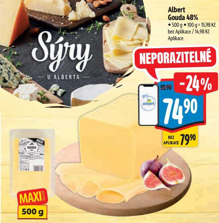Albert Gouda 48%, 500 g 