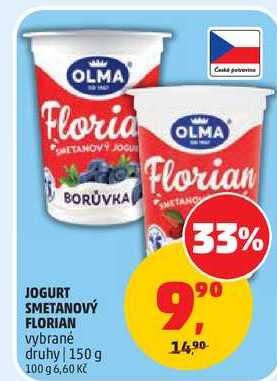 JOGURT SMETANOVÝ FLORIAN vybrané druhy, 150 g
